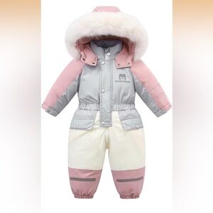 Pink and Gray Kids Snowsuit